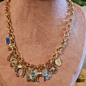 Torrid Gold Necklace with Blue Charms